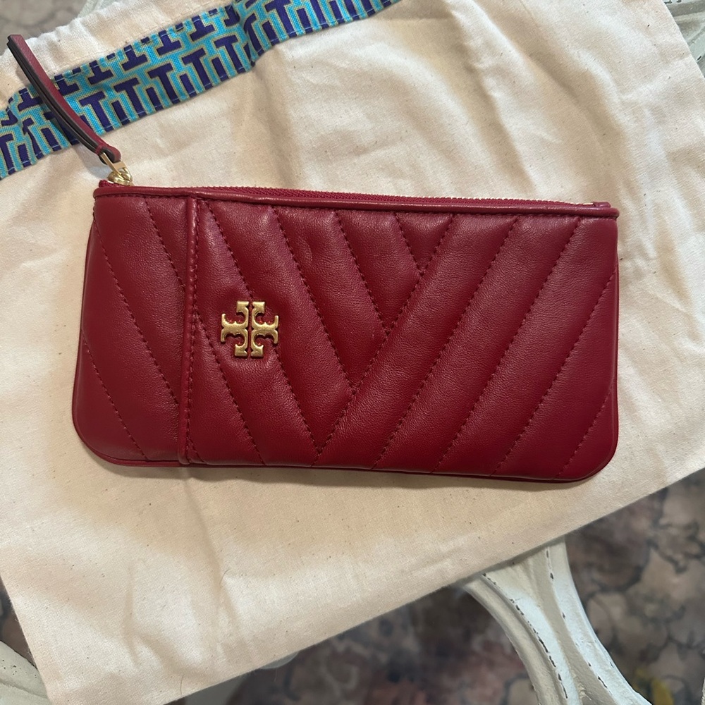 Tory Burch Red Quilted Clutch with Gold Hardware